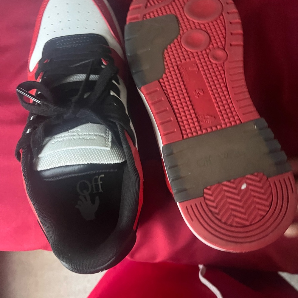 Off-White Black and Red Sneakers with Bold Sole
